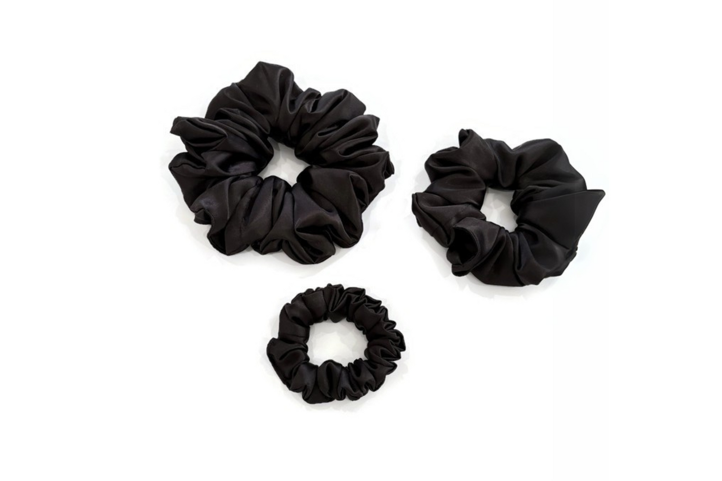 Almost Black Satin Scrunchies - XL, Regular and Skinny sizes