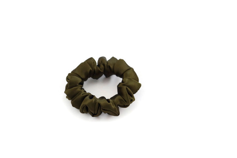 Army Green Satin Scrunchies - XL, Regular and Skinny sizes