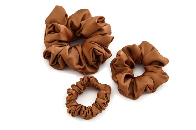 Bronze Satin Scrunchies - XL, Regular and Skinny sizes