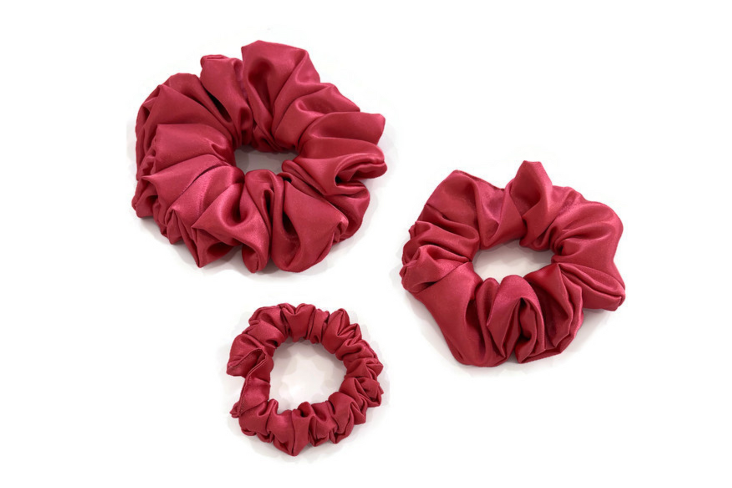 Candy Pink Satin Scrunchies - XL, Regular and Skinny sizes