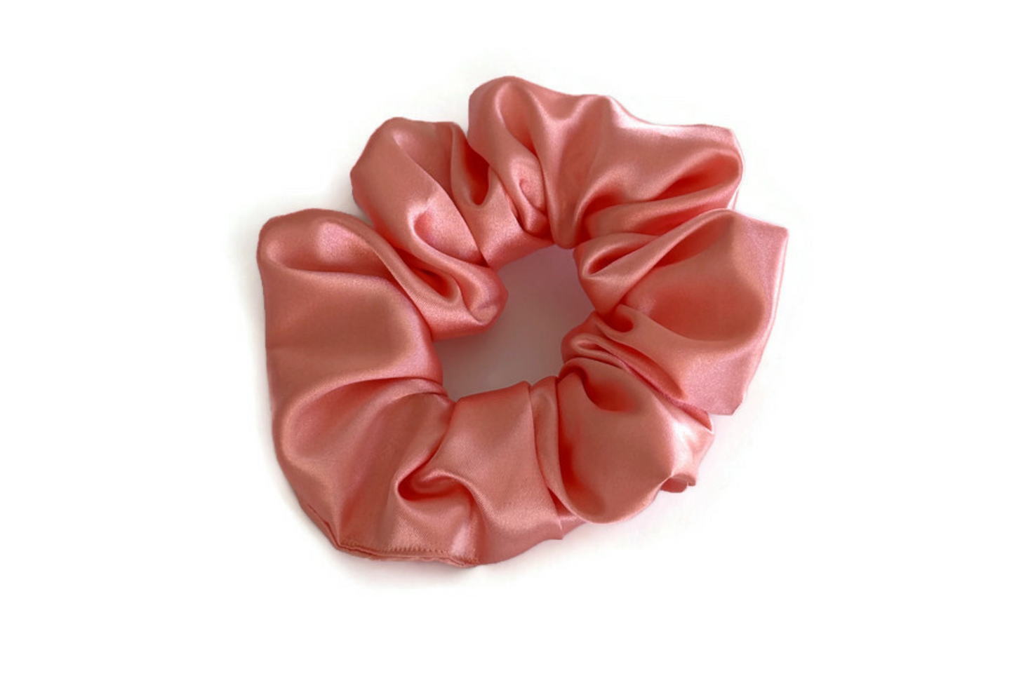 Coral Satin Scrunchies - XL, Regular and Skinny sizes