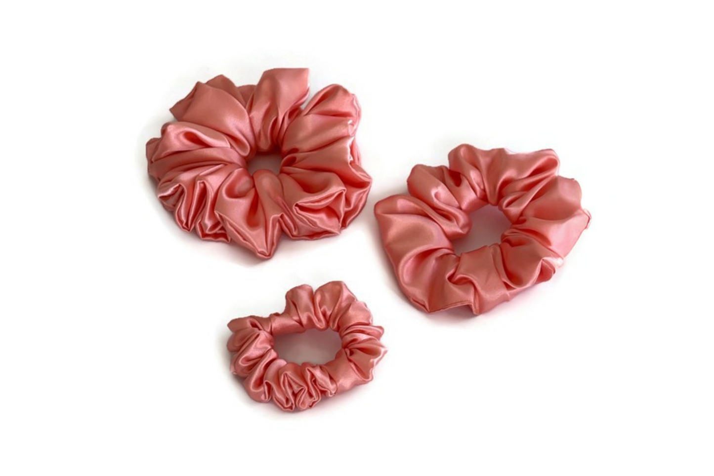 Coral Satin Scrunchies - XL, Regular and Skinny sizes