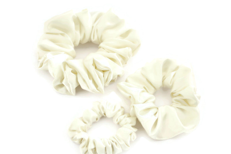 Cream Satin Scrunchies - XL, Regular and Skinny sizes