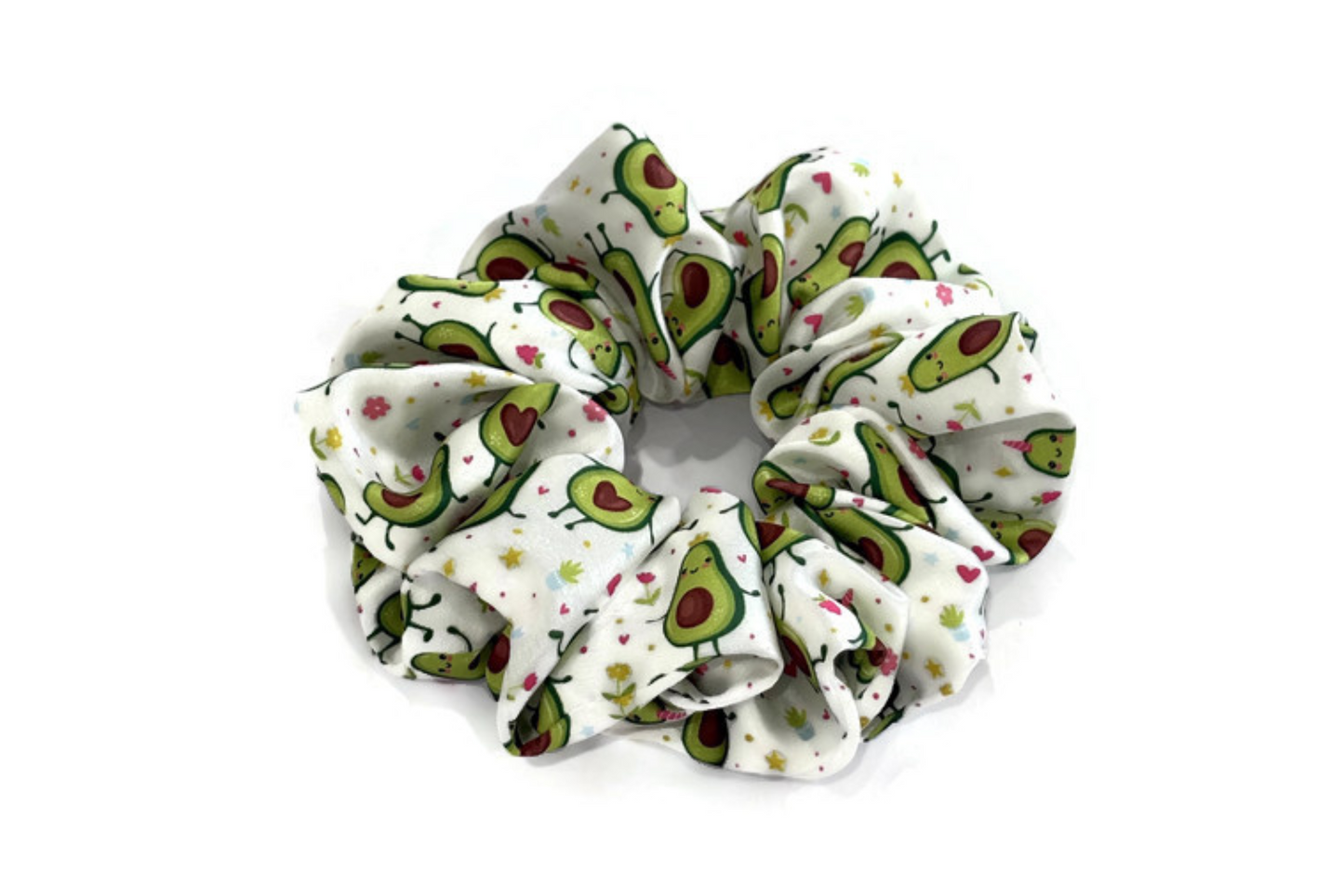 Cute Avocado Print Satin Scrunchies