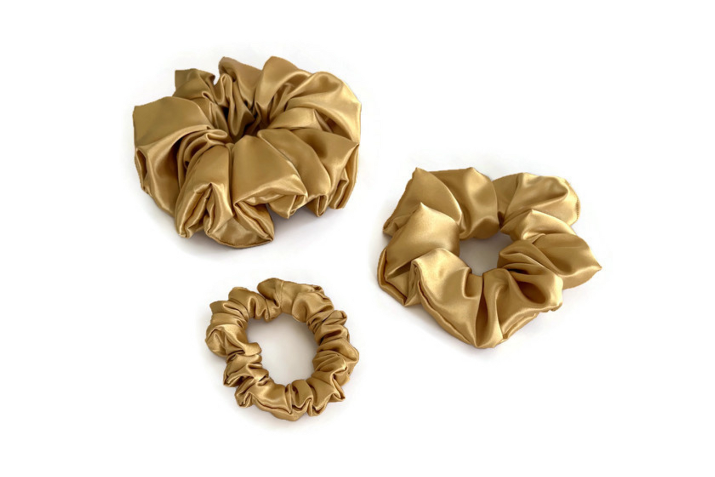 Old Gold Satin Scrunchies - XL, Regular and Skinny sizes