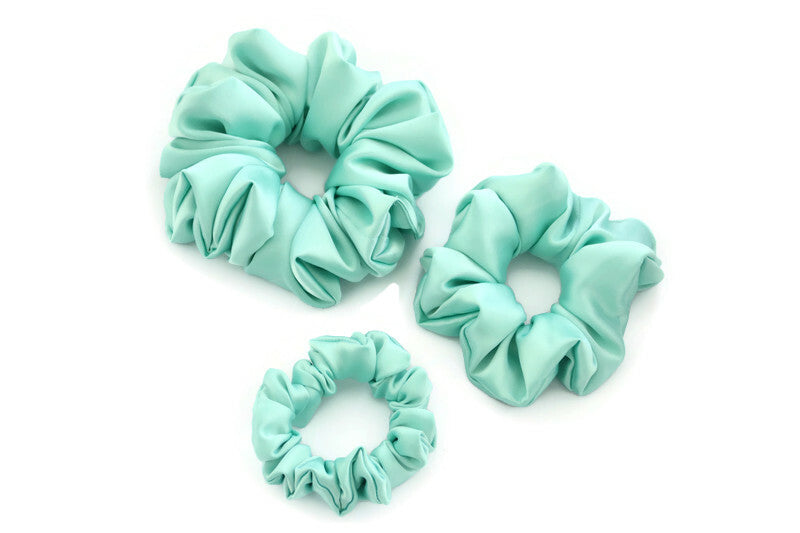 Pastel Mint Green Satin Scrunchies - XL, Regular and Skinny sizes