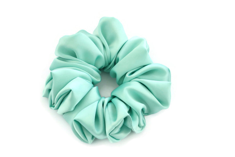 Pastel Mint Green Satin Scrunchies - XL, Regular and Skinny sizes