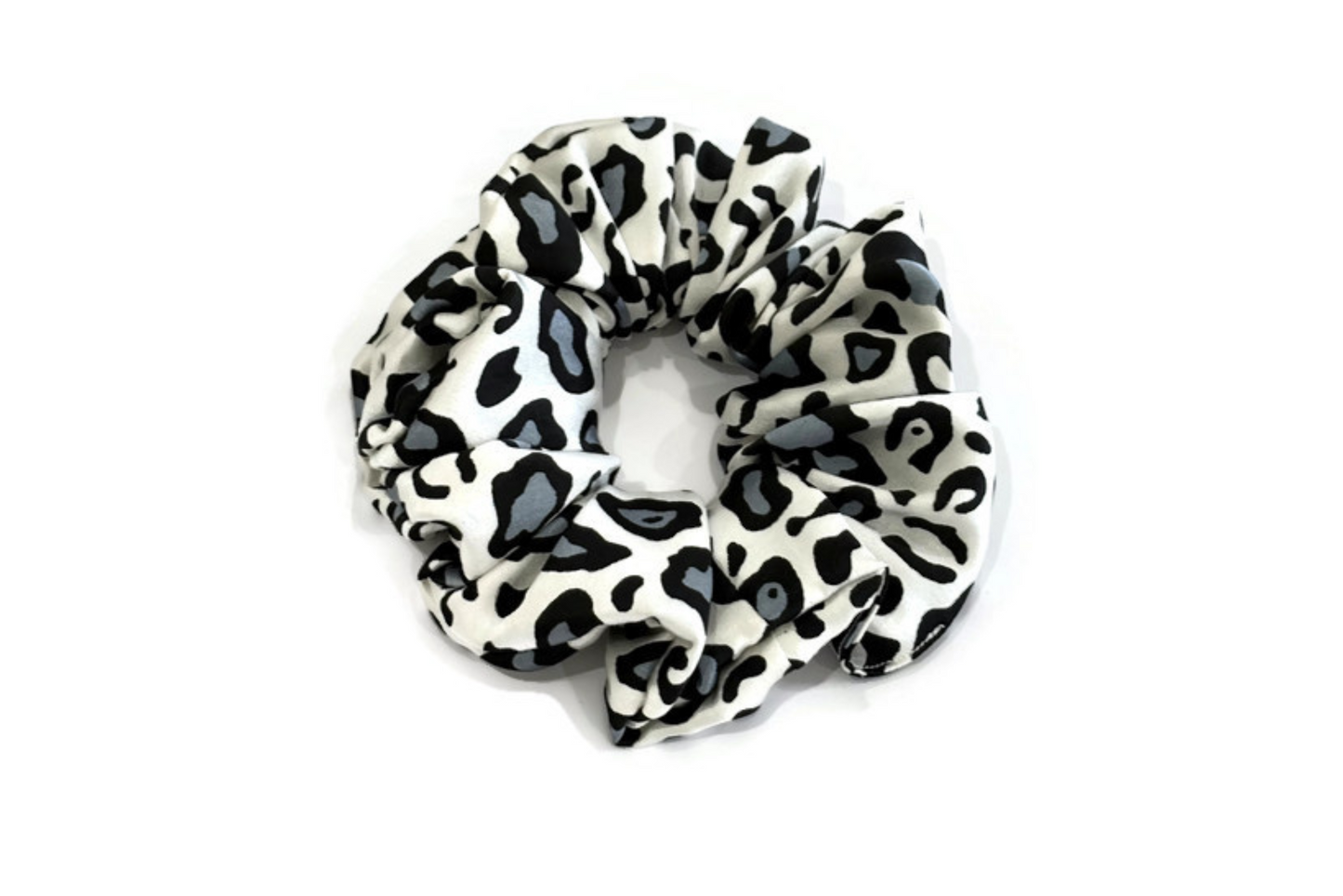 Snow Leopard Print Satin Scrunchies