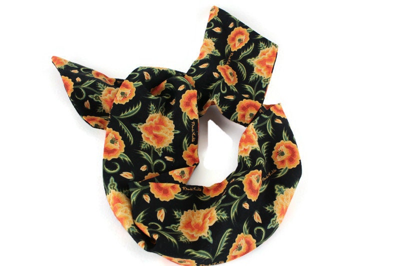 Orange floral print on black Wire Headband