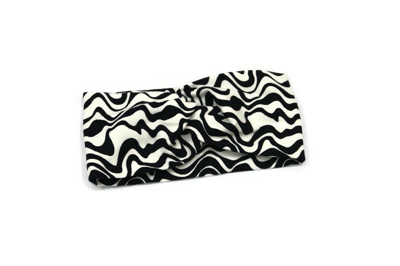 Black and White Groovy Knot Headband