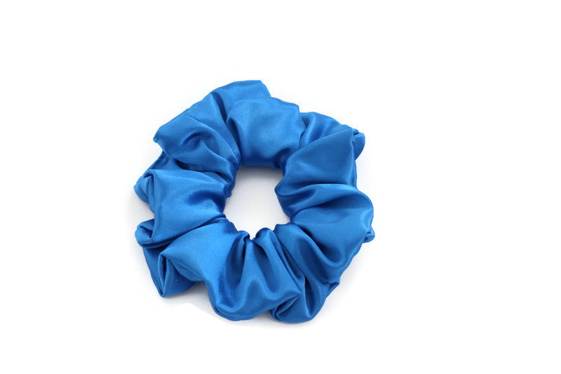 Blue Satin Scrunchies - XL, Regular and Skinny sizes
