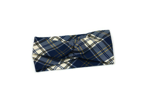 Blue Tartan Knot Headband