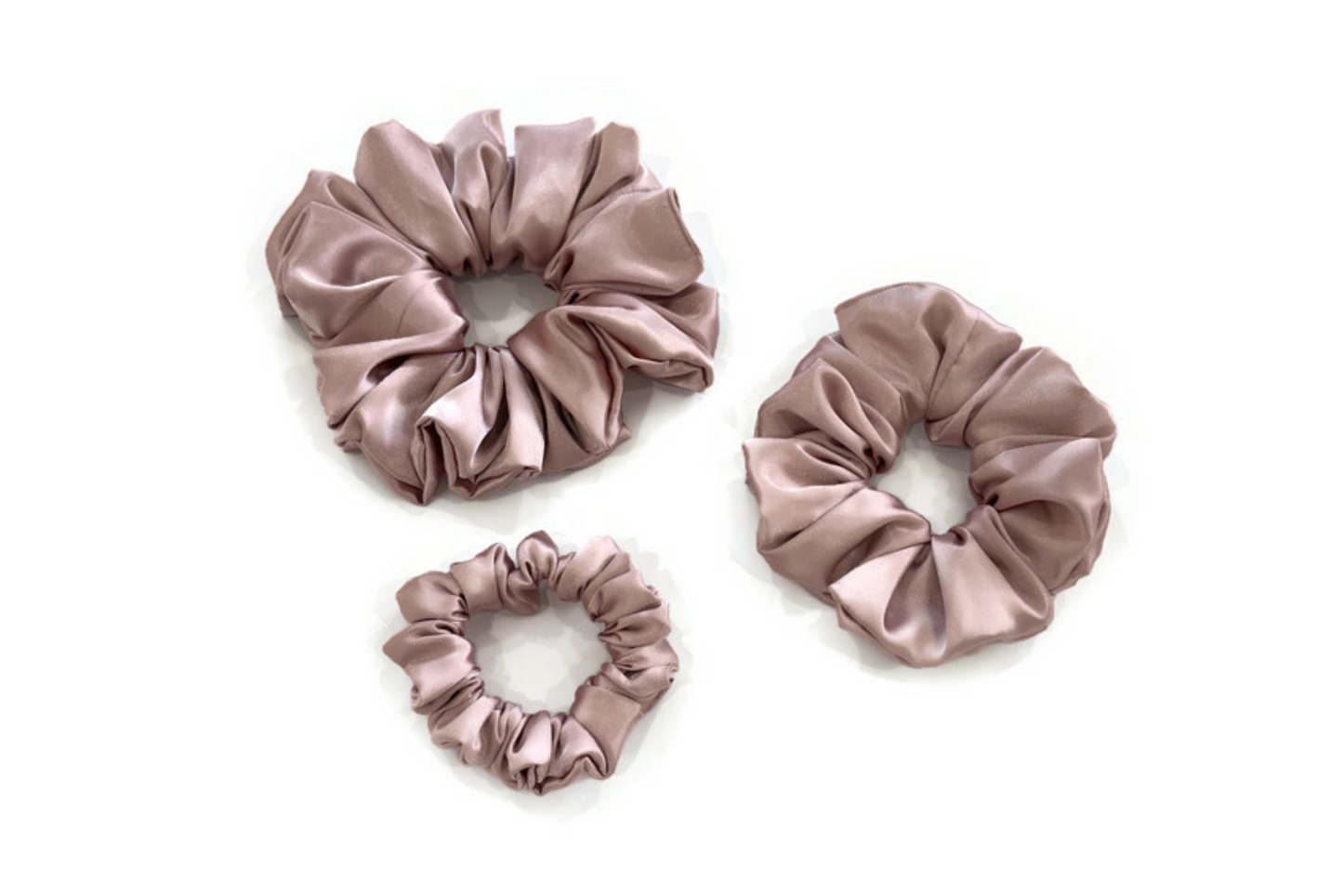 Dusty Pink Satin Scrunchies - XL, Regular and Skinny sizes