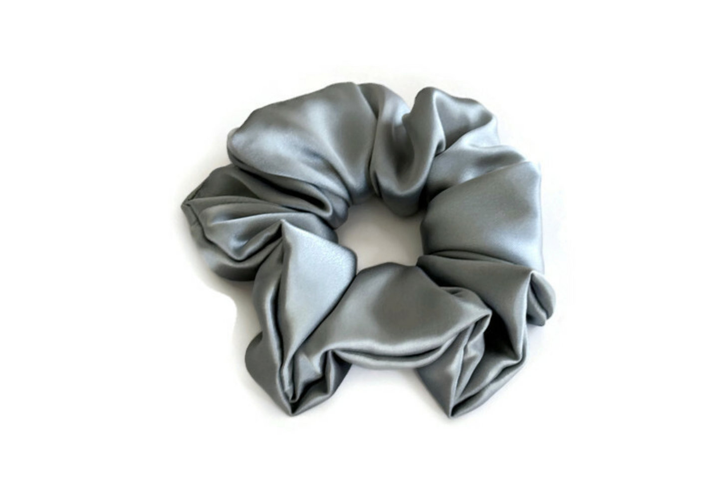 Grey Satin Scrunchies - XL, Regular and Skinny sizes