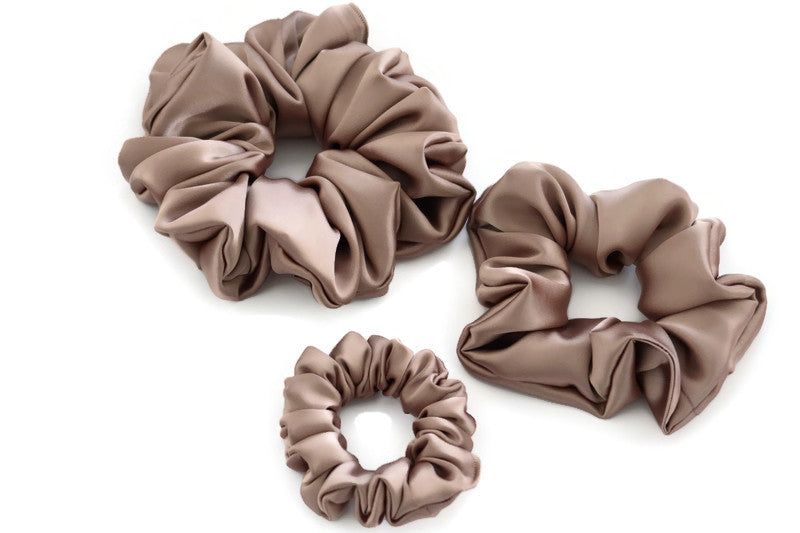 Latte Satin Scrunchies - XL, Regular and Skinny sizes