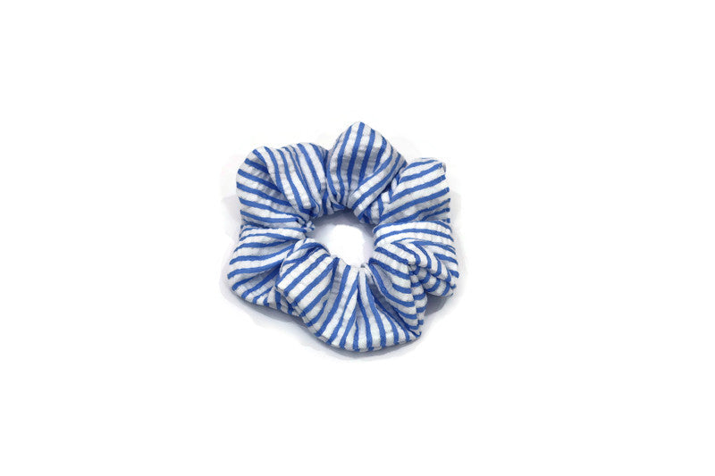 Light Blue Striped Scrunchies