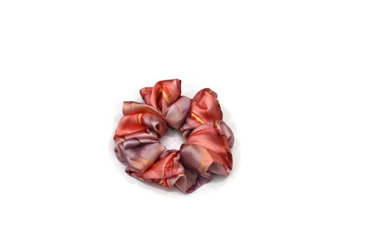 Marbled Pink Satin Scrunchies