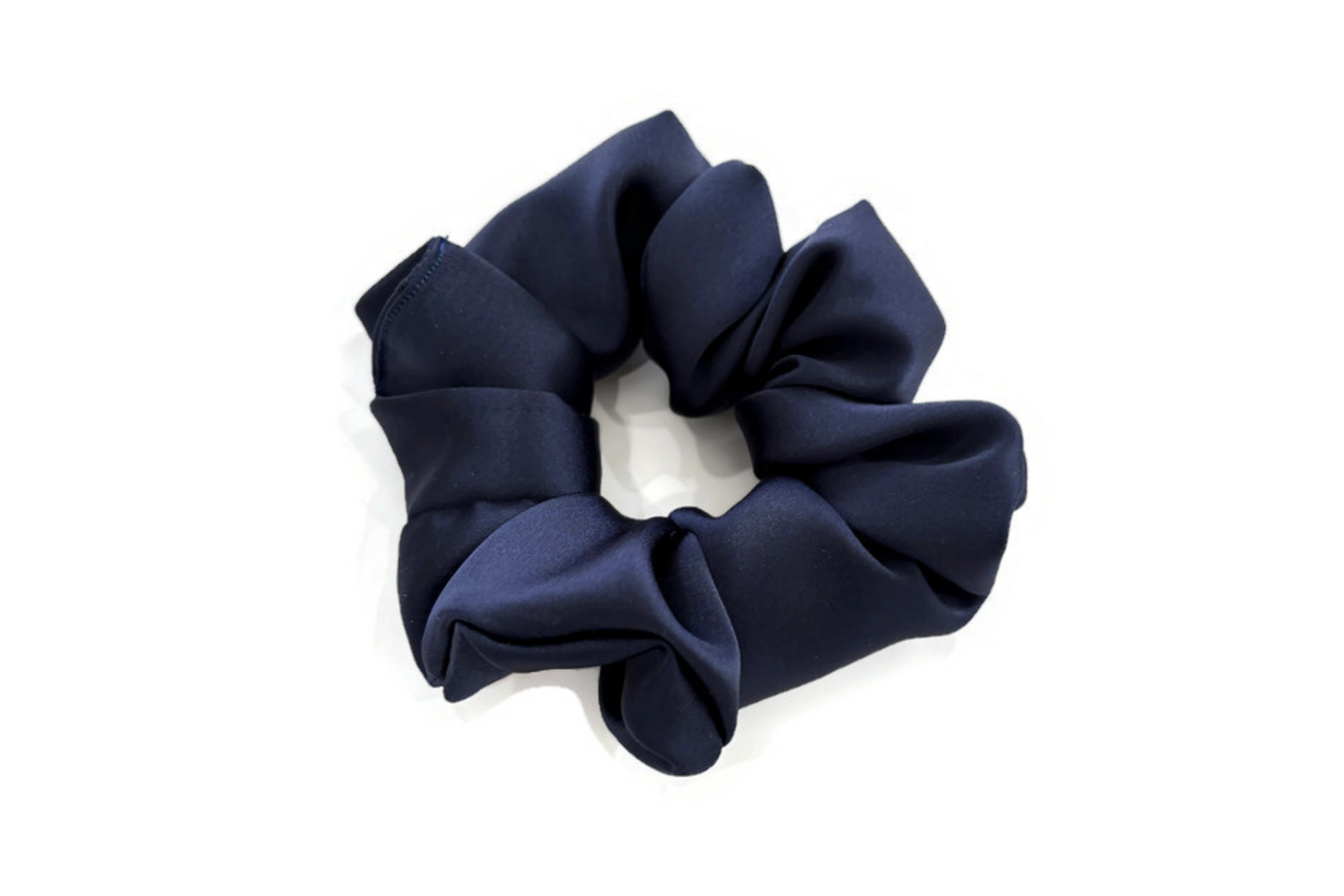 Navy Blue Satin Scrunchies - XL, Regular and Skinny sizes
