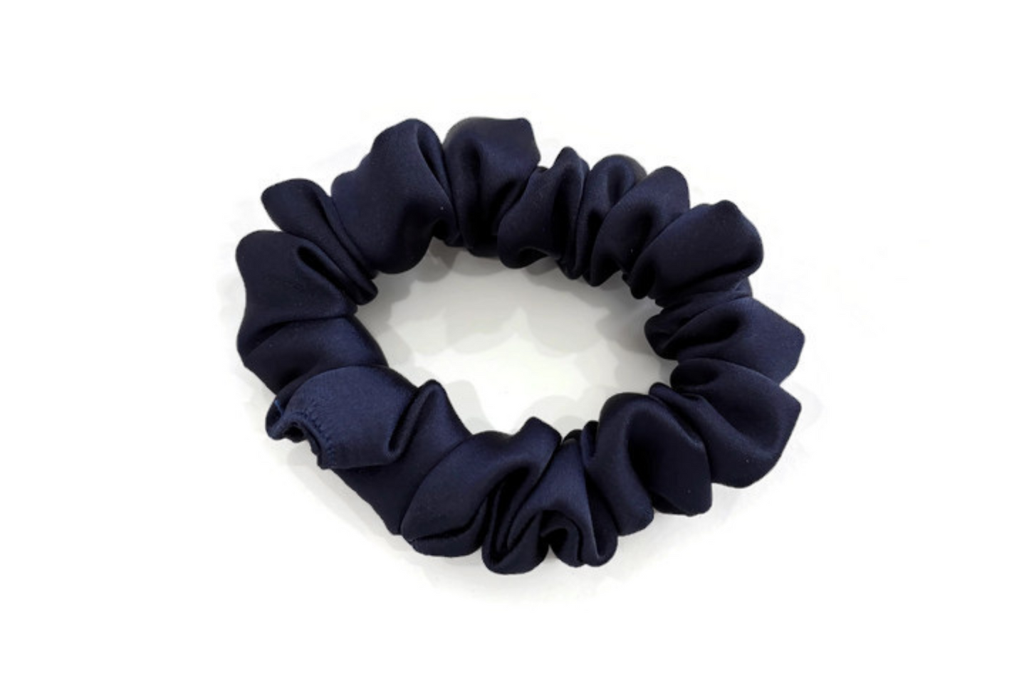 Navy Blue Satin Scrunchies - XL, Regular and Skinny sizes