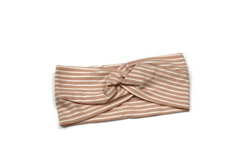 Pink and White Stripes Knot Headband