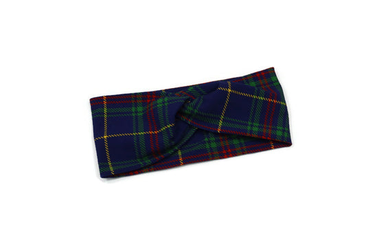 Purple Tartan Print Knot Headband - Small