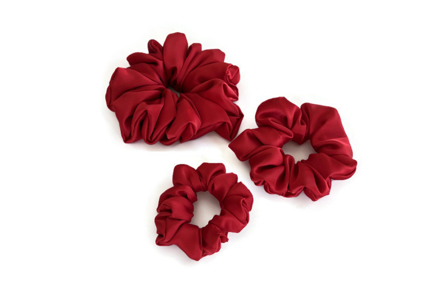 Red Satin Scrunchies - XL, Regular and Skinny sizes