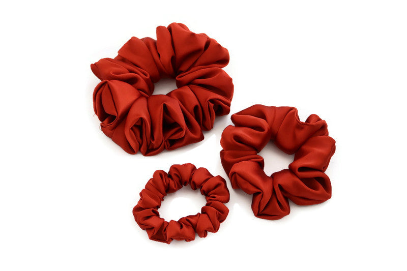 Vivid Auburn Satin Scrunchies - XL, Regular and Skinny sizes