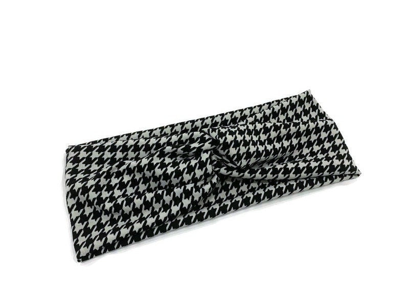 Black and White Houndstooth Knot Headband