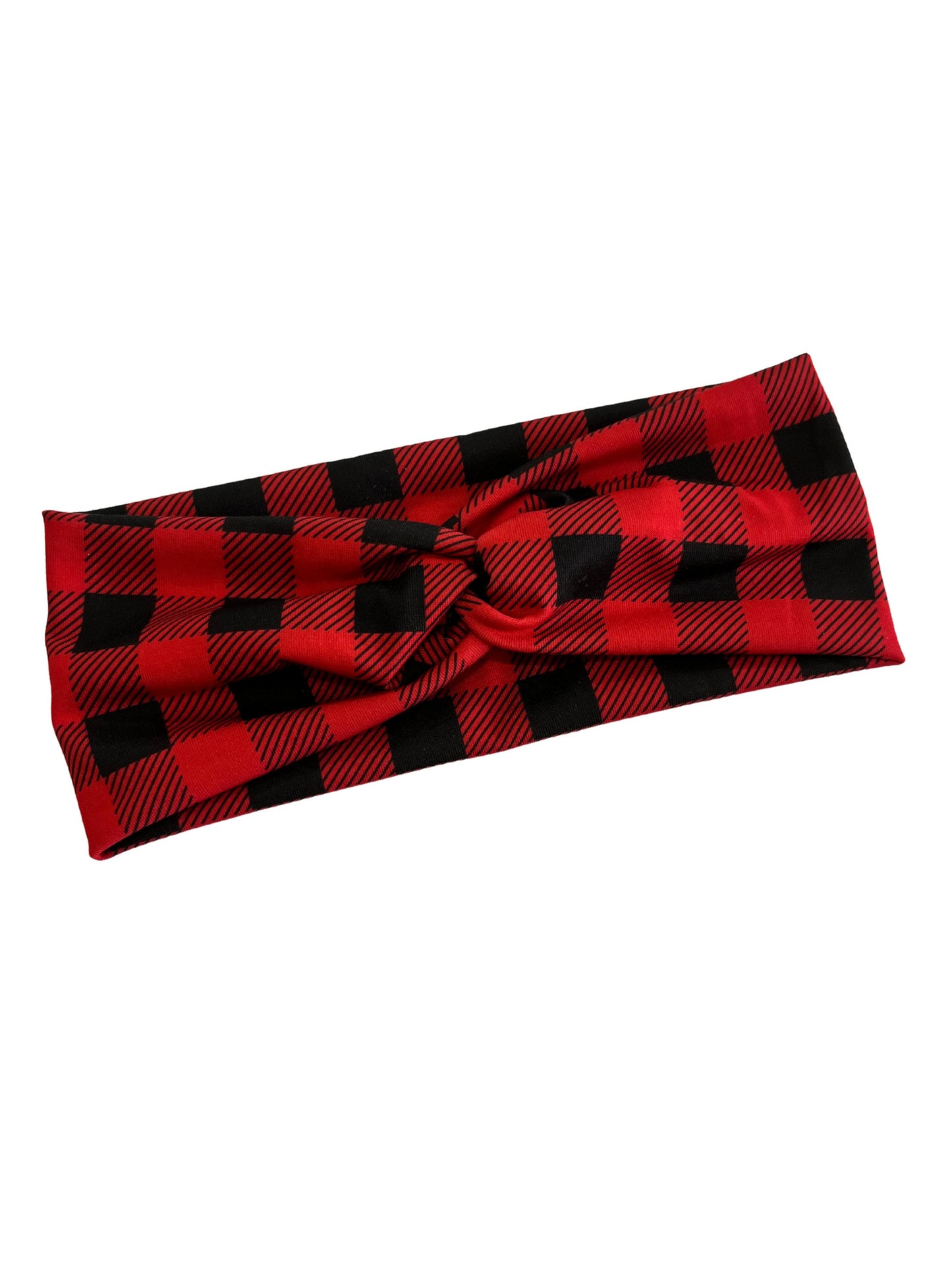 Red and Black Buffalo Plaid Knot Headband