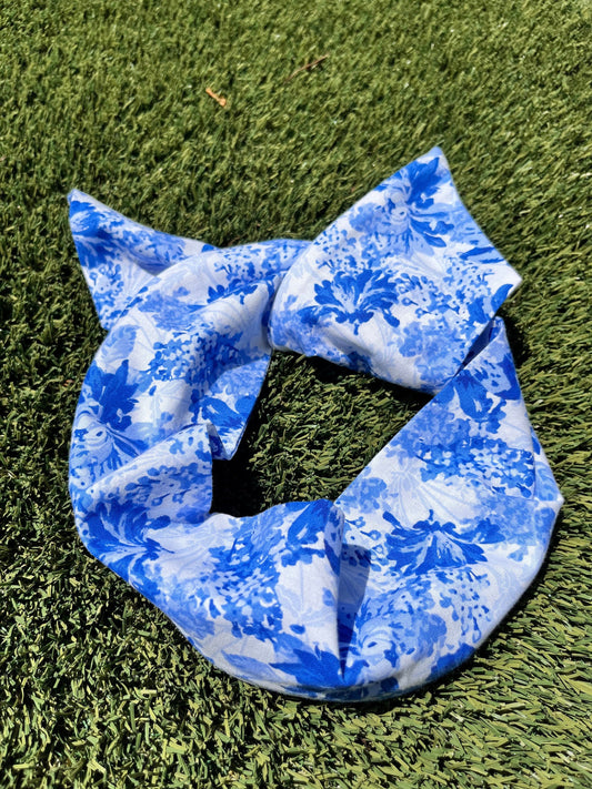 Blue Floral Wire Headband