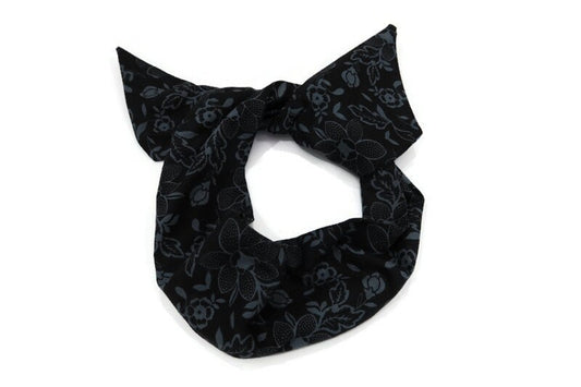 Black Floral Print Wire Headband