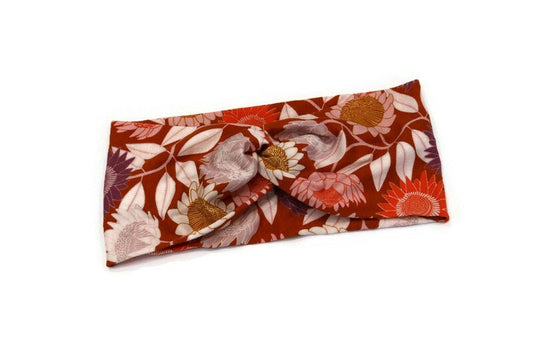 Terracotta Floral Print Knot Headband