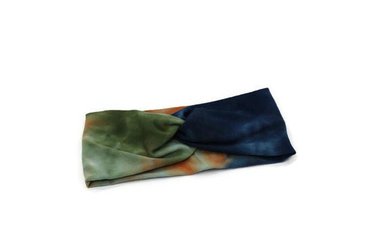 Autumn Blue Green Tie-dye Women’s Knot Headband