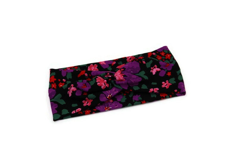 Purple and Pink floral Knot Headband