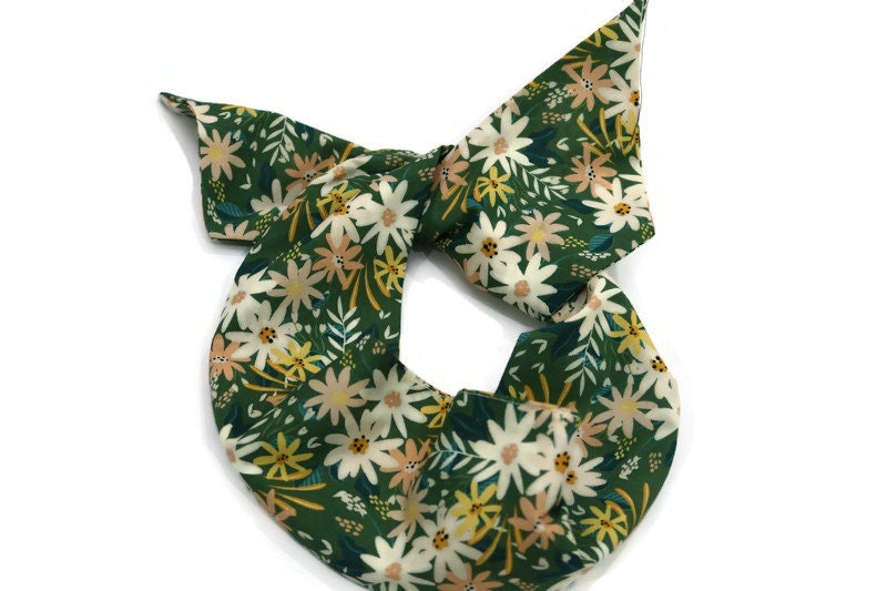 Green Wildflower Print Wire Headband